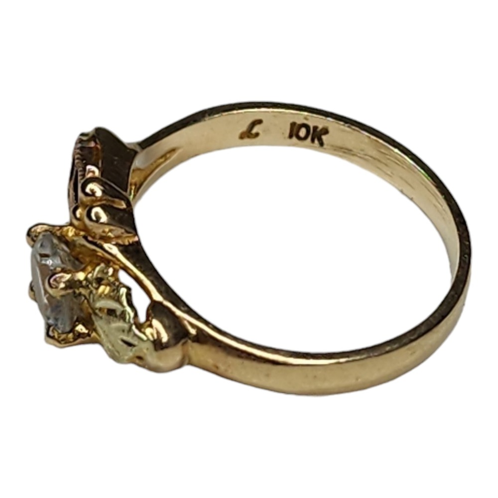 Vintage 10KT Black Hills Gold Clear Topaz Ring Size 6.25 Signed L - Picture 8 of 10